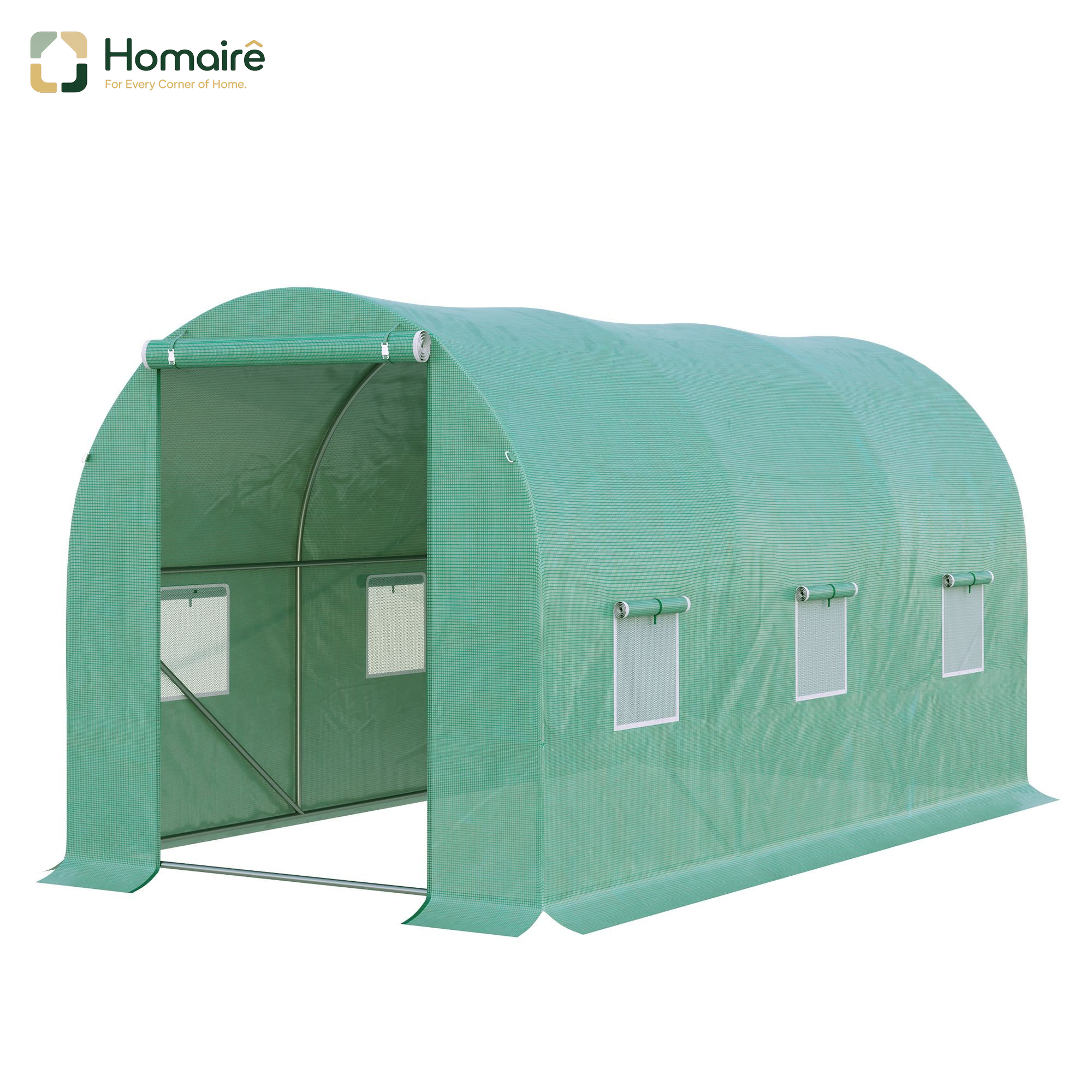 Homaire Foliengewächshaus Für Tomaten Mit 6 Netzfenstern, Rundbogen Treibhaus 395x195x190cm Für Pflanzenzucht Und Frühbeet