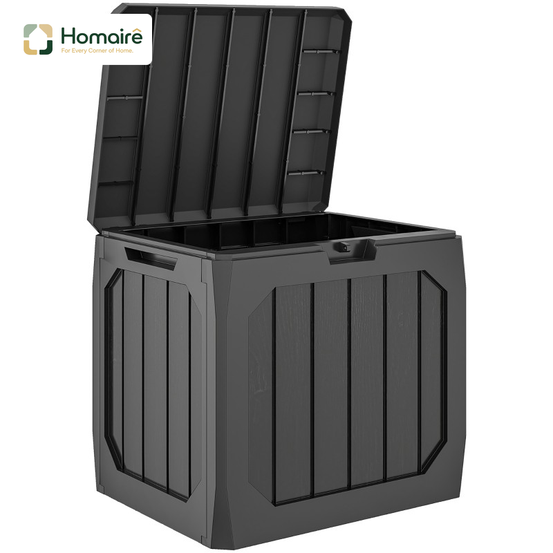Homaire Boîte De Rangement Extérieure En Plastique Pour Jardin 121l Avec Poignées Noir