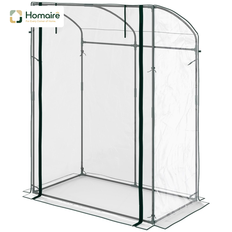 Homaire Gewächshaus Stahl Mit Gebogenem Dach, Tür Und Transparenter Folie, Winterfest
