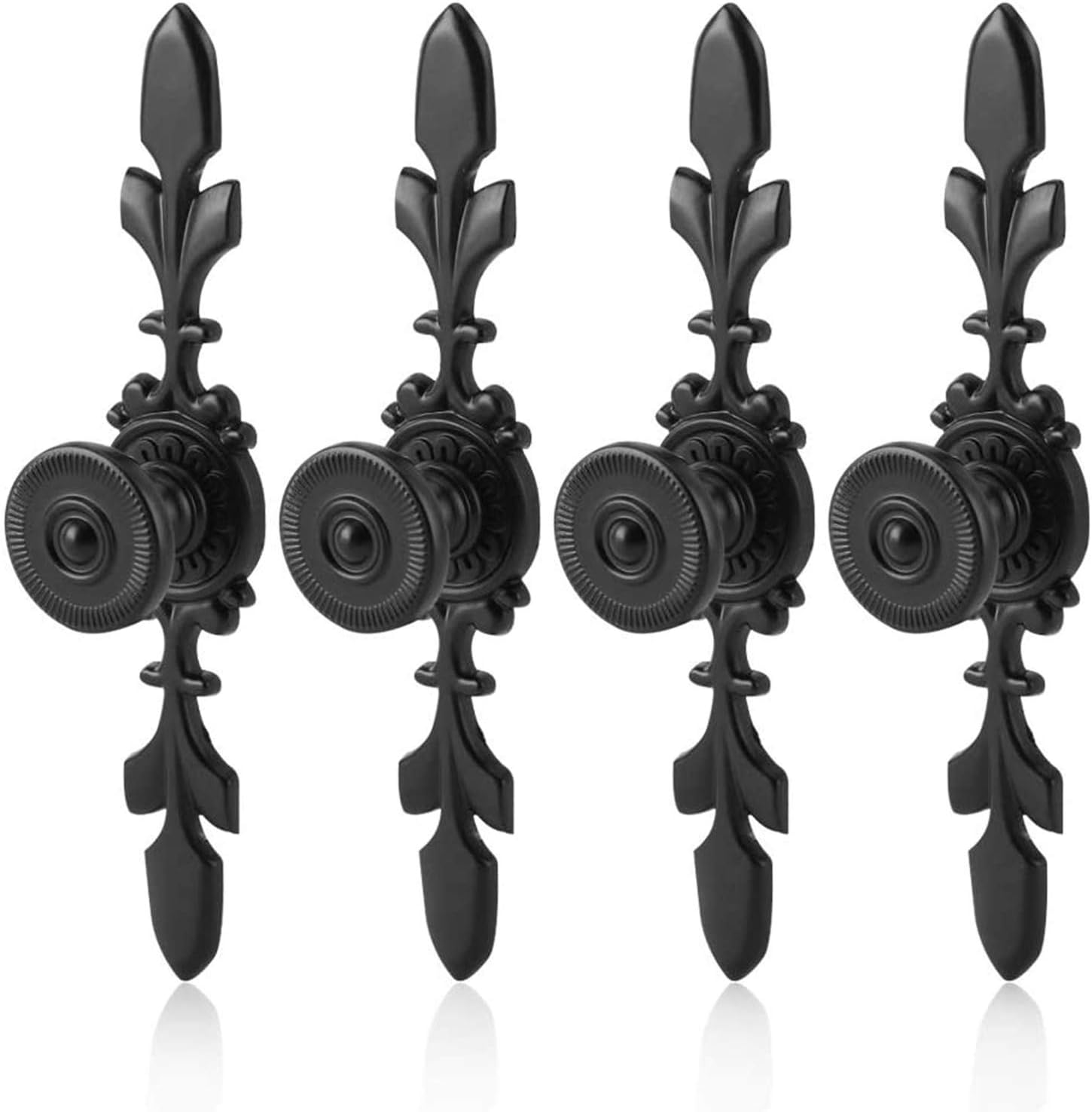 Set Mit 4 Vintage-schrankgriffen Aus Schwarzem Aluminium Für Kleiderschranktüren, Schubladen Und Als Einlochgriffe Für Haushaltsbeschläge (schwarz)