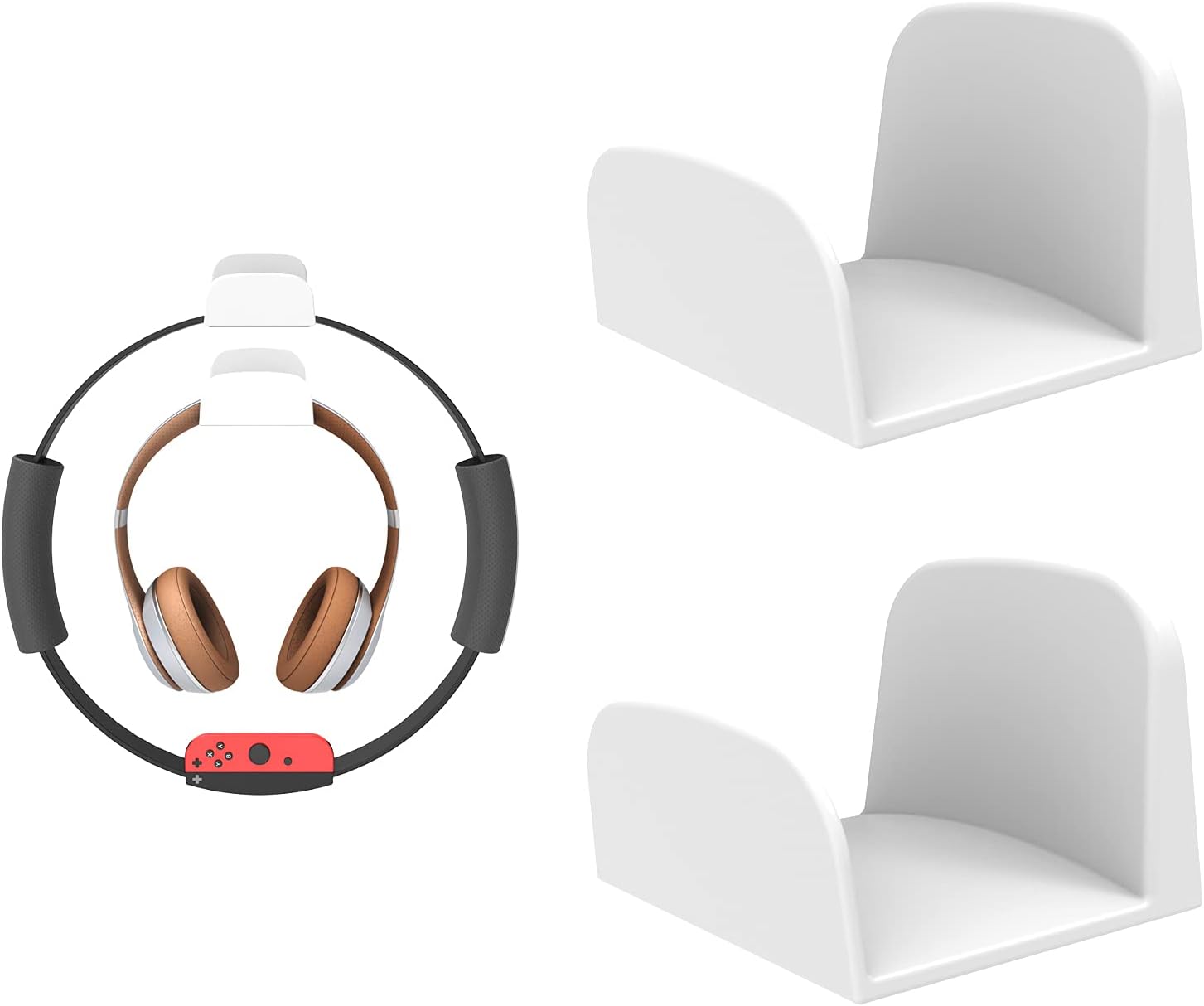 Support Mural Pour, [ensemble De 2] Polyvalent Crochet Adhésif 3m, Accessoires Universels Pour Headphone/ Ring-con/pilates/hoop, Blanc