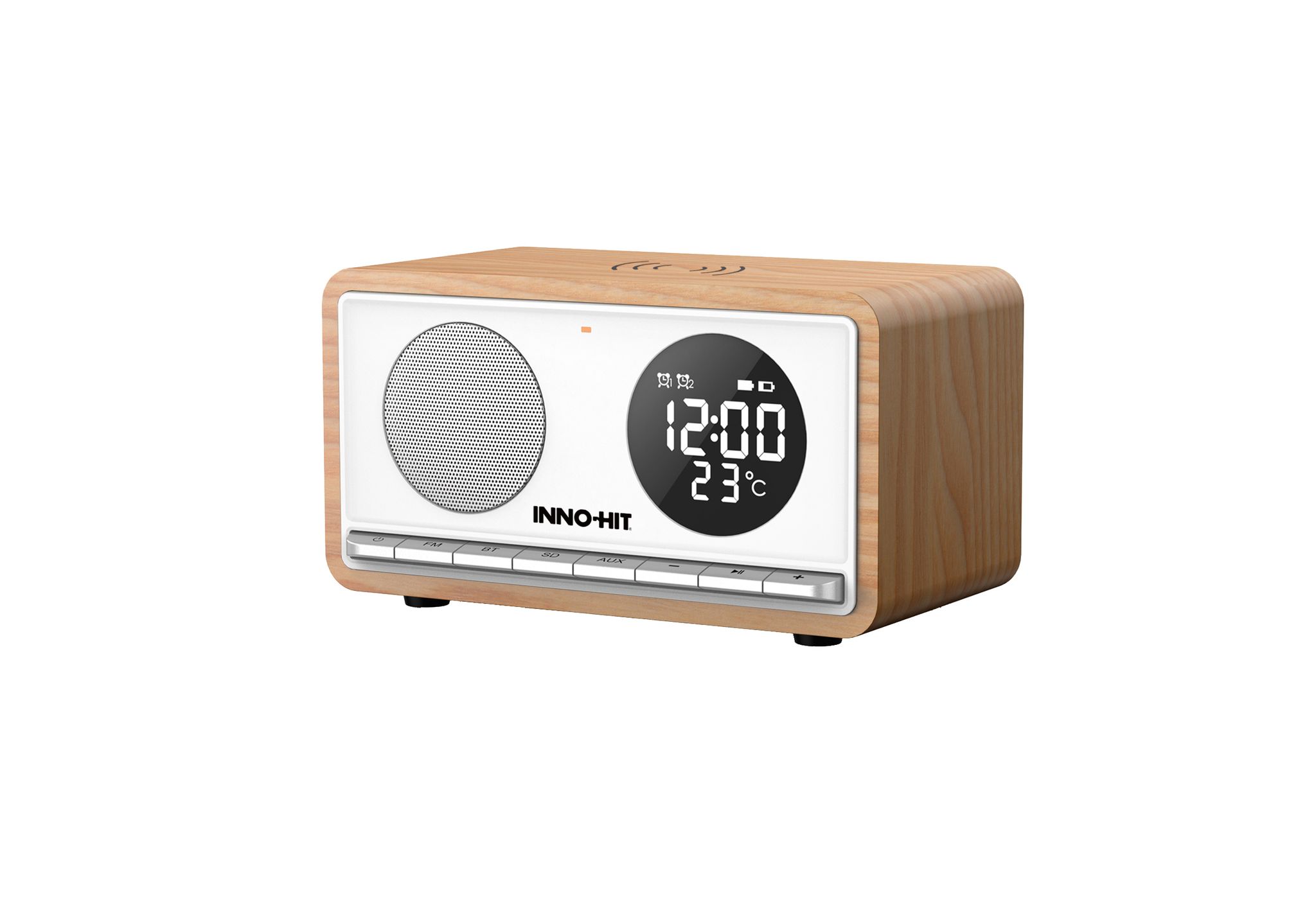 Inno-hit Sogno Ih-natb04 Bluetooth-lautsprecher Wecker Und Thermometer Naturholz