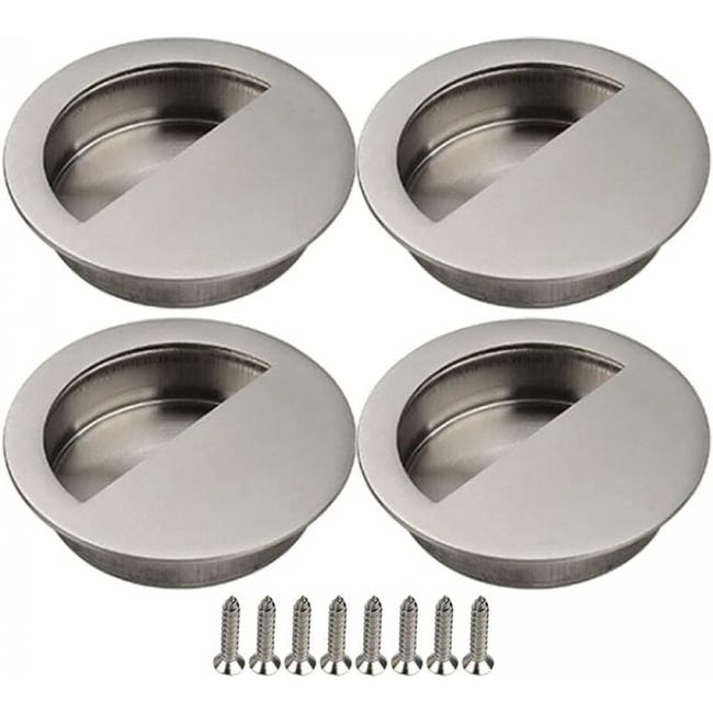 Griff – Edelstahl – Versenkt – Für Schubladen, Möbel – 4 Stück – 50 Mm – Silber