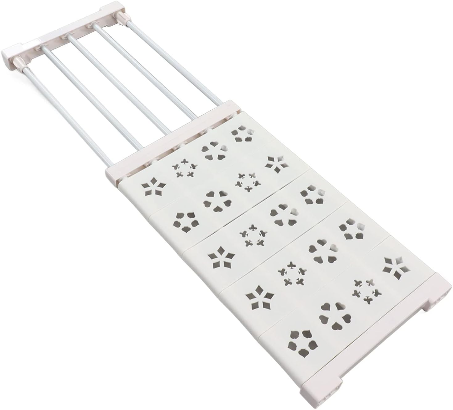 Ausziehbarer Weißer Kleiderschrankboden Ohne Bohren, Teleskopischer Spannboden, 24 Cm Breit (38 Bis -55 Cm).
