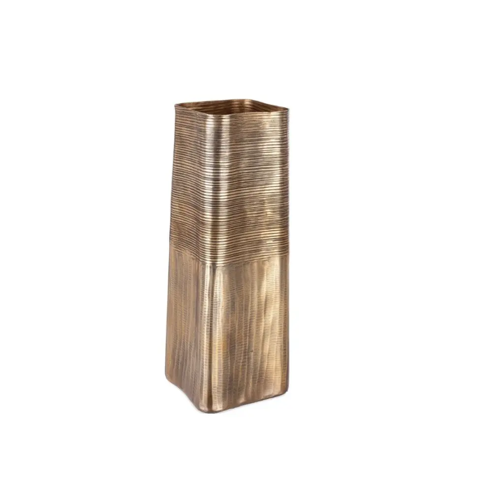 Dekorativer Blumentopf Aus Goldfarbenem Aluminium 16,5x40,5 H