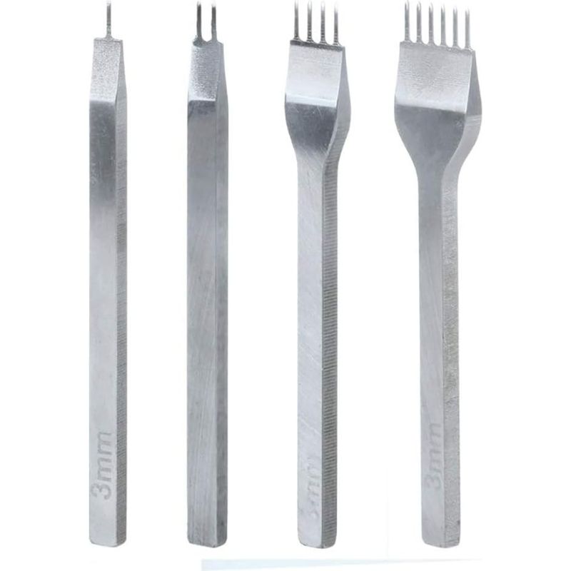 4-teiliges Lochwerkzeug-set, 4 Mm Diy-leder, Krallenstanze Für Bastelarbeiten, Diamant-schnürloch Für Nähprojekte