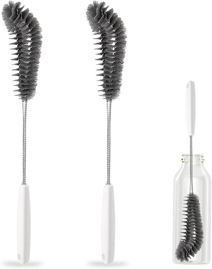Set Mit 2 Flexiblen 40 Cm Reinigungsbürsten Für Küche Und Esszimmer – Ideal Für Babyflaschen, Sportflaschen, Gläser, Tassen, Gläser Und Stielgläser
