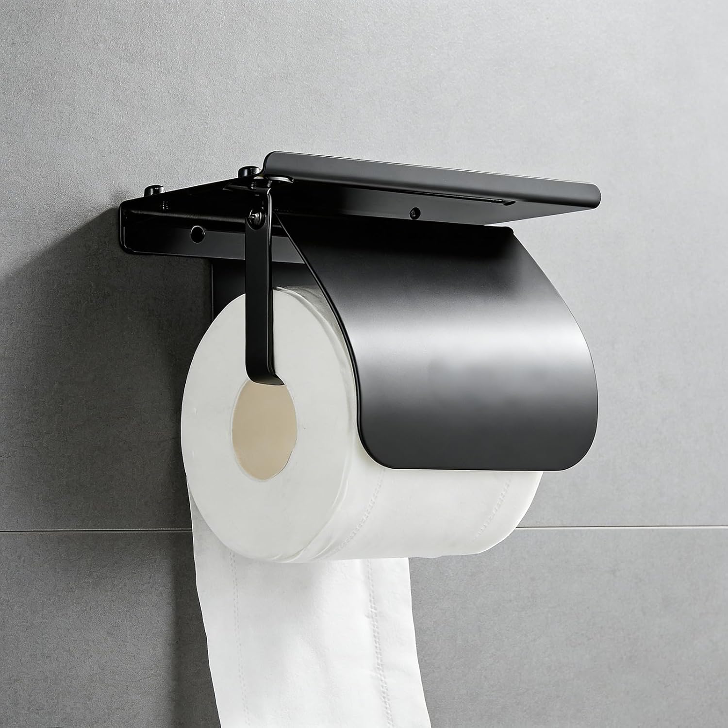 Edelstahl-taschentuchspender Mit Deckel Und Handyhalterung, Robuster Papierhandtuchhalter Für Badezimmer, Zuhause, Büro Und Hotel – Funktionaler Und Stilvoller Badorganizer(schwarz)