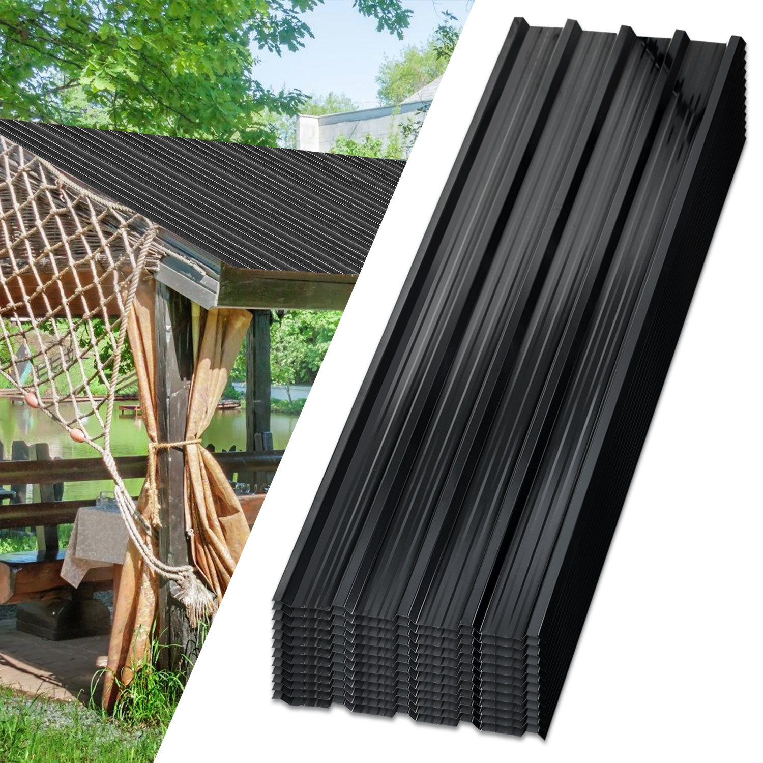 Jiubiaz 12x Trapezblech Dachplatten 129x46 Cm Anthrazit Verzinkt Wellblech Dachverkleidung