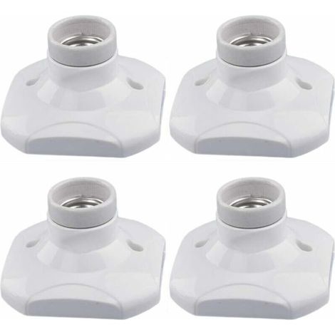 E27 Led-lampenfassung, Keramik-e27-fassung Mit Kunststoffsockel, E27-wandfassung, Weiße E27-fassung Mit Ring Für Eingangsbereich-/decken-/balkonbeleuchtung, 4er-pack