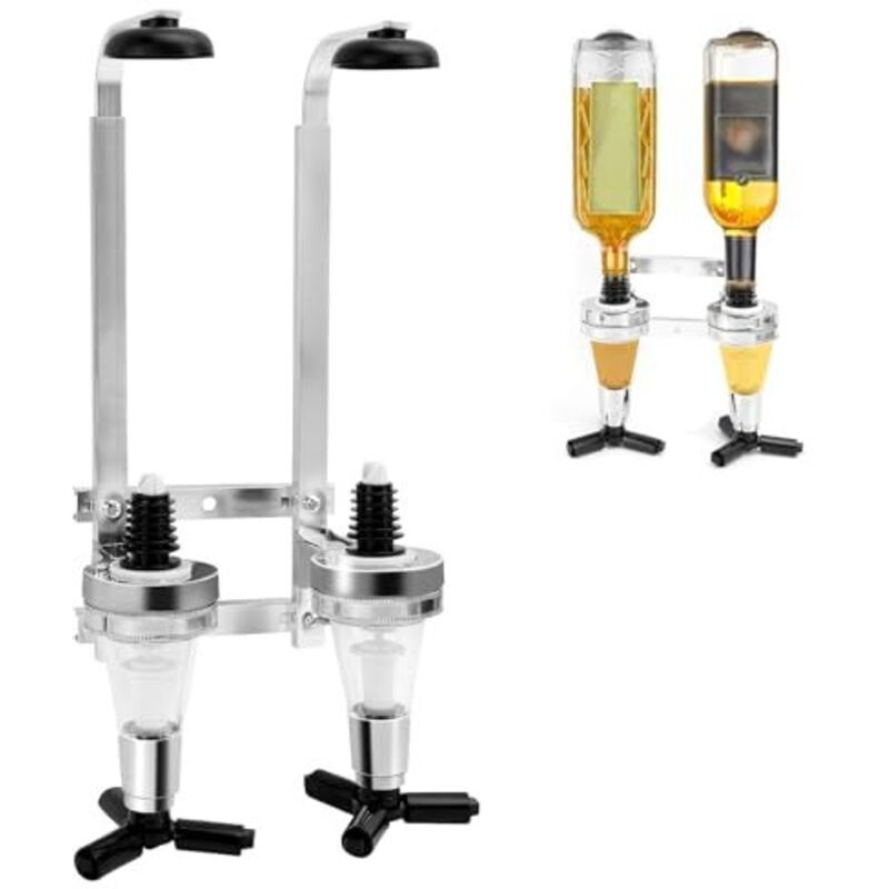 Wandmontierter Flaschenhalter, Getränkespender Für 2 Flaschen, Doppelspender, Spirituosenspender Aus Aluminiumlegierung, Für Familien, Bars Und Kneipen