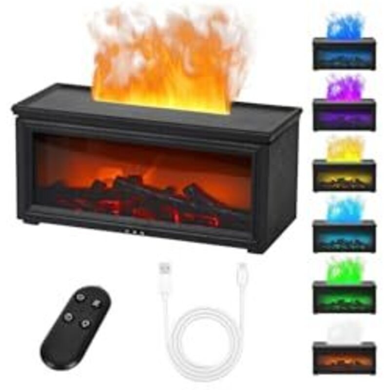 3d-aroma-diffusor Mit Kamineffekt, 250-ml-luftbefeuchter Mit Fernbedienung, Ätherischer Öl-diffusor Mit 7 Lichtfarben, 3 Timern, Automatische Abschaltung, Für Schlafzimmer Oder Büro