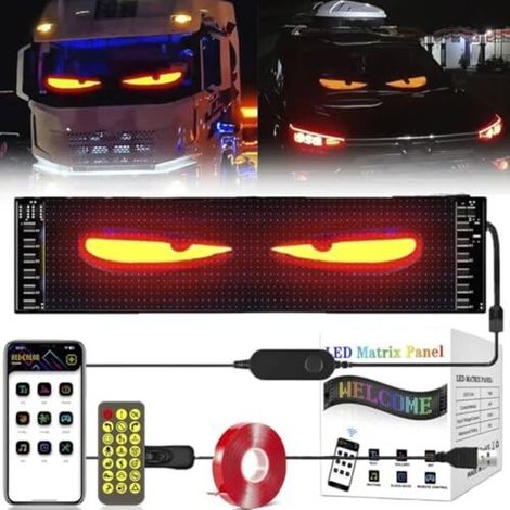 Led-autoscheinwerfer „teufelsaugen“ – Ip65-zertifizierter, Programmierbarer, Flexibler Bildschirm – Smartphone-steuerung – Abmessungen: 70 X 173 Mm