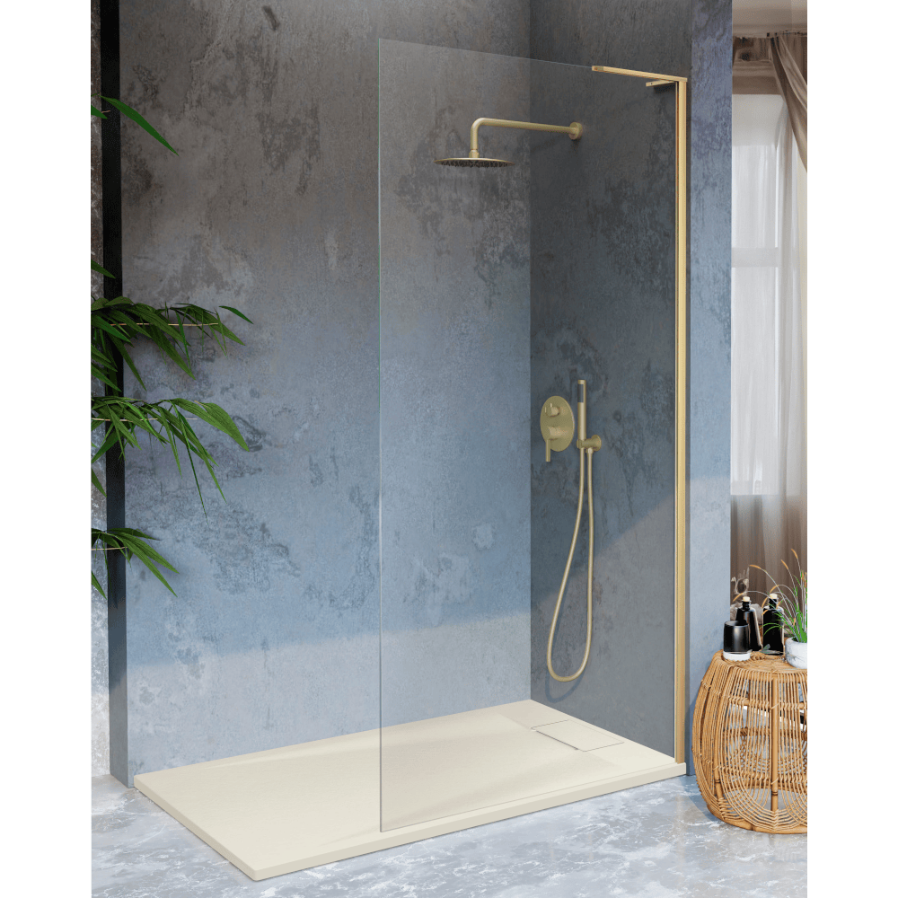 Walk In Duschwand Fresh Free Gebürstetes Gold - Glas 8mm / 68.5-69.5 Cm / Links