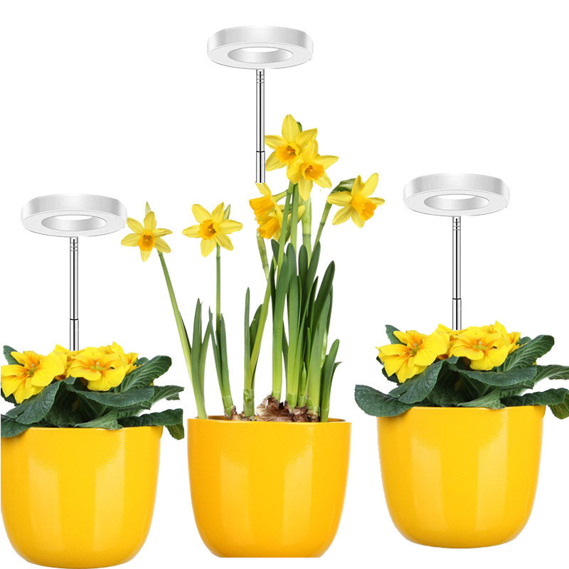 Led Schreibtischlampe Für Zimmerpflanzen – Vollspektrum Wachstumslicht (rot, Blau, Weiß), Mit Engelring, 3 Höhenverstellbare Arme Und Usb-anschluss, Weißes Minimalistisches Design