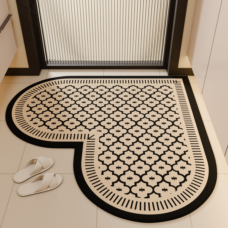 Diatomeenbodenmatte In Herzform – 80 X 80 Cm, Superabsorbierend, Rutschfest Und Schnell Trocknend, Elegantes Cremiges Design Für Das Badezimmer