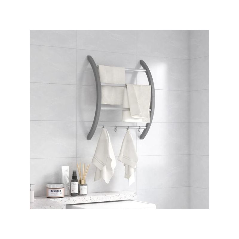 Handtuchhalter Mit Haken, Silberfarben, 56 X 16 X 72 Cm, Aluminium