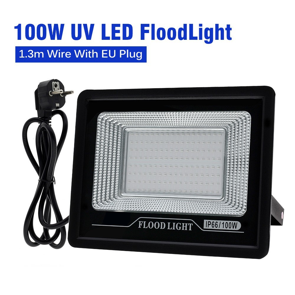 Uv-lampe 395 Nm – Fluoreszierende Inspektionslampe Für Geisterhaus, Uv-härtungslampe Für Kleber, 100 W, Ip66 Wasserschutz, Indoor, Eu-stecker, 220 V.