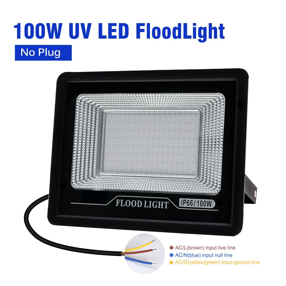 100 W Uv-inspektionslampe – Violette Fluoreszenzlampe 395 Nm Für Hotels, Bars Und Häuser, Ip66 Wasserschutz, 220 V Spannung, Ohne Stecker, Standardkabel