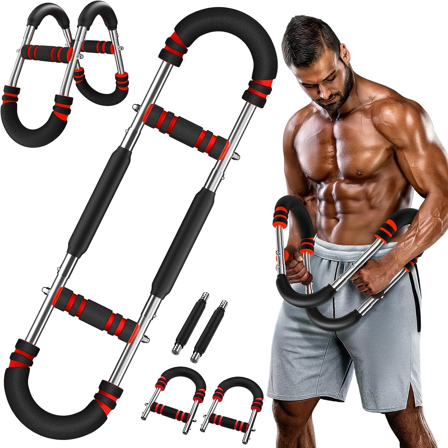 Twister Armtrainer (30-50kg/70-110lb) Verstellbar, Tragbares Brusttrainingsgerät Mit 3 Widerstandsstufen, Fitnessgerät Für Oberkörpertraining Zuhause/büro/reise