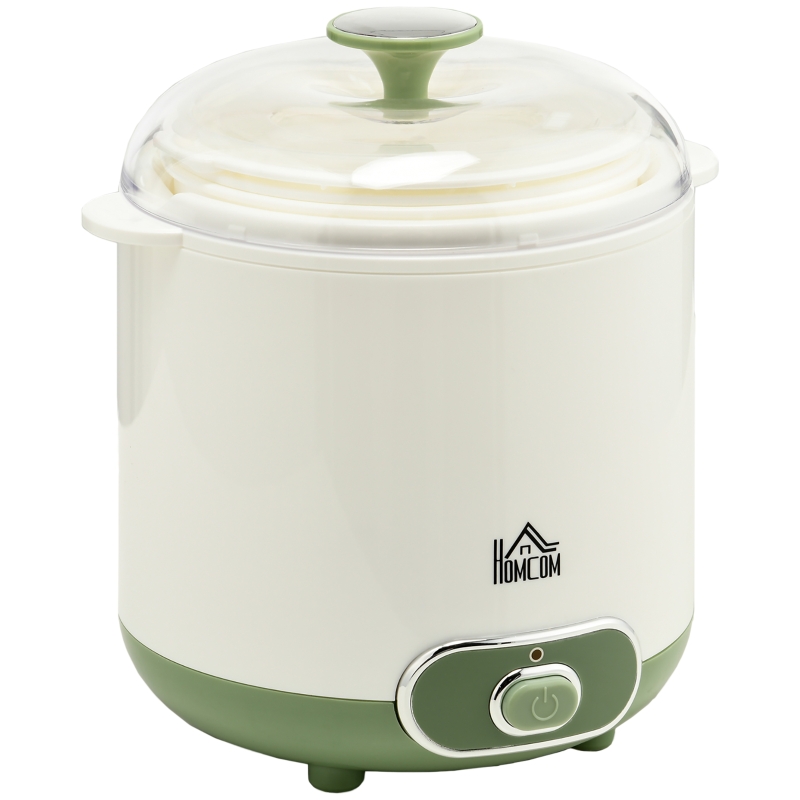 Homcom Joghurtbereiter, 1,5 L Joghurtmaschine, Sieb, Deckel, 20 W Joghurt-maker Für Griechischen Joghurt, Für 3–5 Personen, 19,5x17,5x21,4 Cm, Weiß