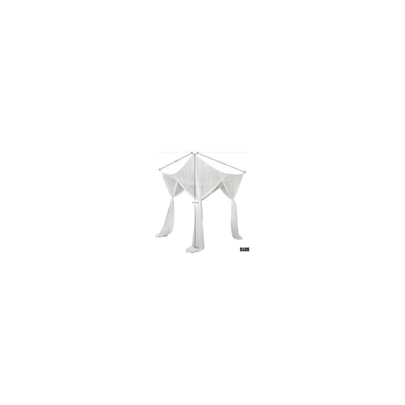 Moskitonetz Für Himmelbett 190 X 210 X 240 Cm – Weißes Polyester – 4 Öffnungen Für Einfachen Zugang – Schnelle Montage Mit Haken