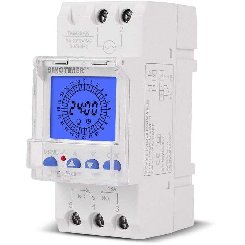Elektronische Uhr Mit Lcd-anzeige, 24-stunden-timer, Smart-schalter Und Din-schienenmontage - Kzq