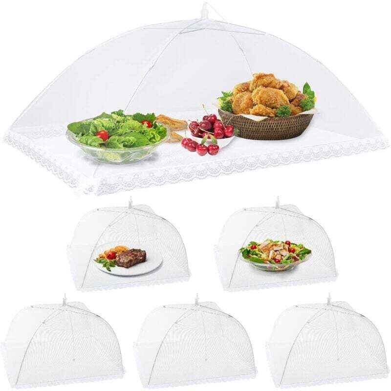6er-set Faltbare Insektenschutzabdeckungen Für Lebensmittel – 1 Große (100 X 60 Cm) Und 5 Standardgrößen, Perfekter Schutz Für Grillabende Und Picknicks – Kzq