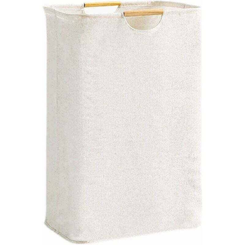 Beiger Wäschekorb 39 X 53 X 27 Cm, Großes Fassungsvermögen, Faltbar, Aus Oxford-gewebe, Holzgriff, Für Schlafzimmer, Wohnzimmer, Badezimmer Und Reisen - Kzq