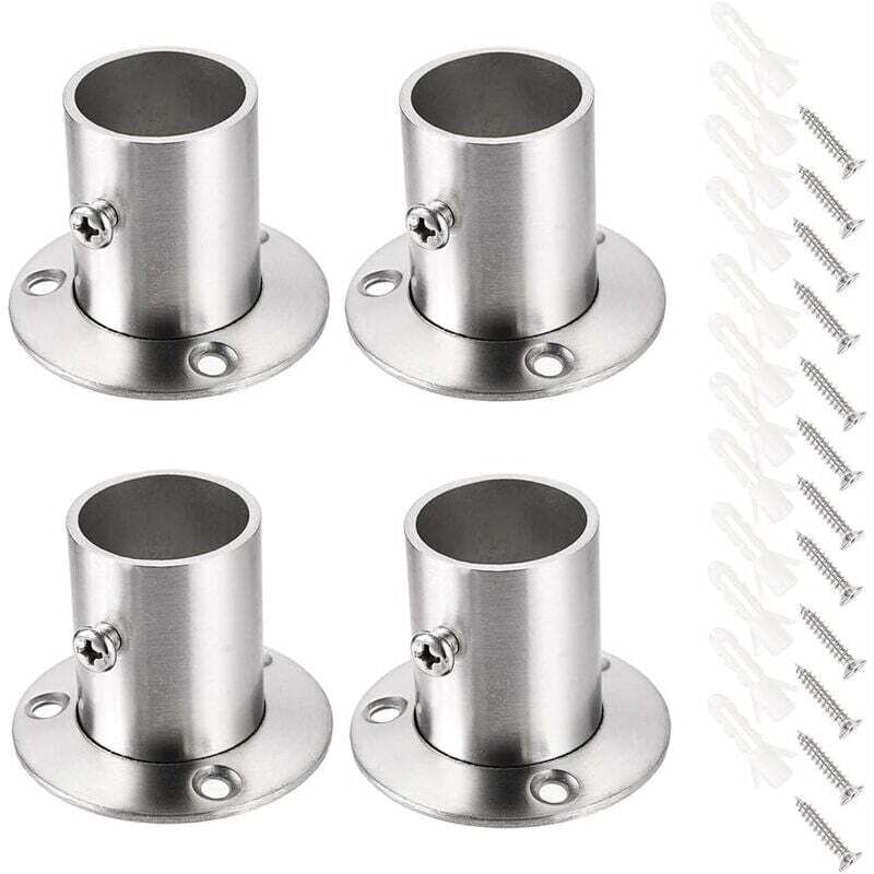 Set Mit 4 Edelstahl-gardinenstangenhalterungen, Flanschen Für Schiene, Fassung Und Schrankenden, Silber - Kzq