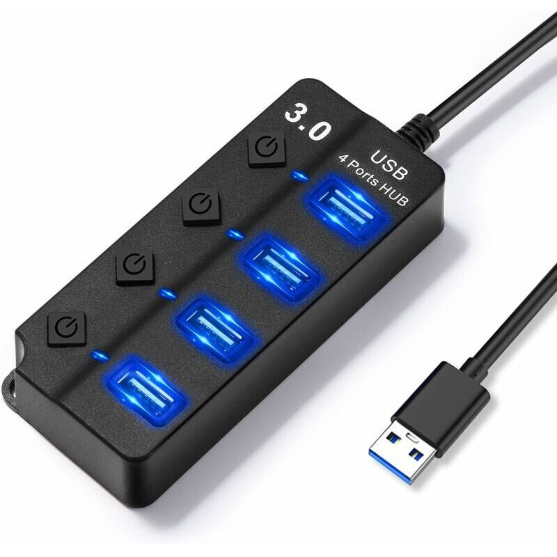 Mehrere 4-in-1-usb-anschlüsse Mit Unabhängigen Schaltern Und Led-leuchten, 1 Usb-3.0-anschluss Und 3 Usb-2.0-anschlüsse Für Datenübertragung Und Pc-laden – Kzq