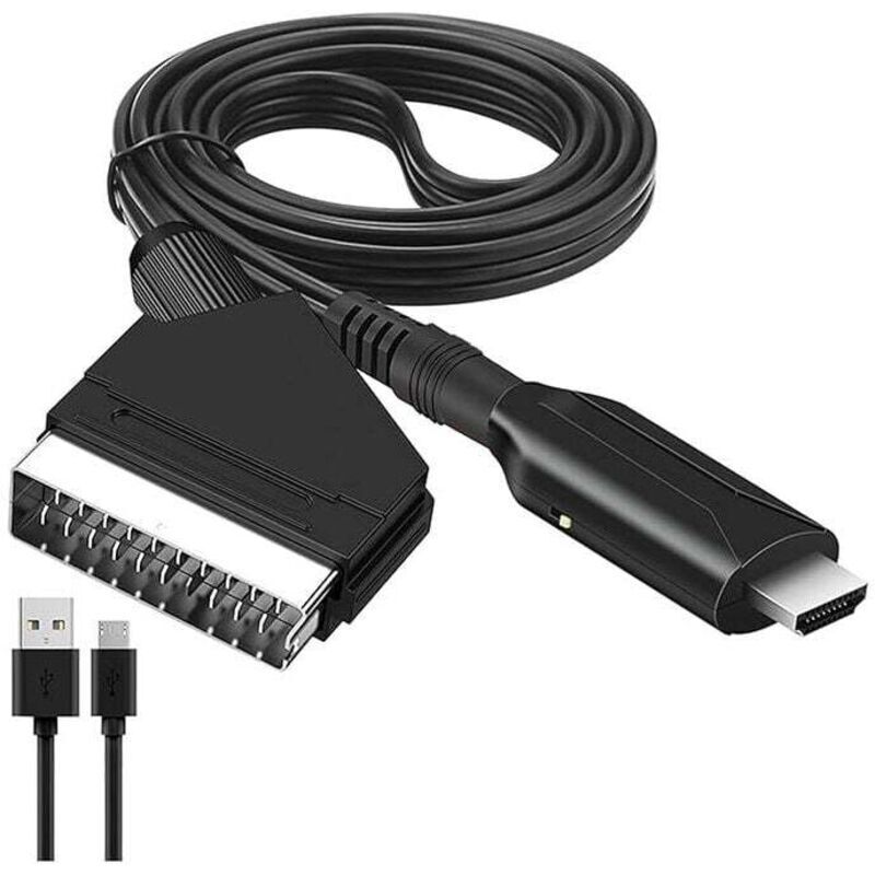 Scart-zu-hdmi-adapter Mit Kabel Für Full-hd-fernseher (720p/1080p), Kompatibel Mit Blu-ray-dvd-playern, Set-top-boxen, Vhs-playern, Xbox Und Ps3 – Kzq