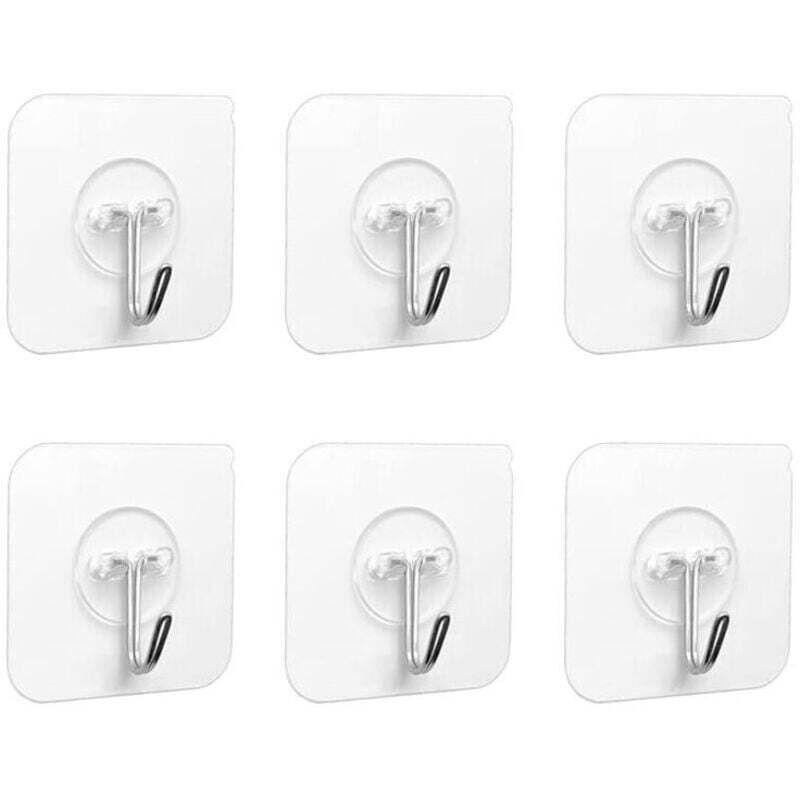 Klebehaken, Transparent, 5 Kg – 6er-pack Für Bad, Küche, Decke, Wand, Handtuchhalter – Sicherer Halt Ohne Bohren – Ideal Für Bademäntel Und Accessoires – Kzq