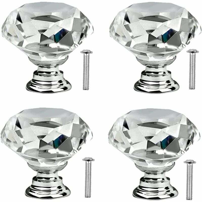 4 Stück Kristall-diamant-glas-schubladengriffe Für Küchenschränke, 30 Mm - Kzq