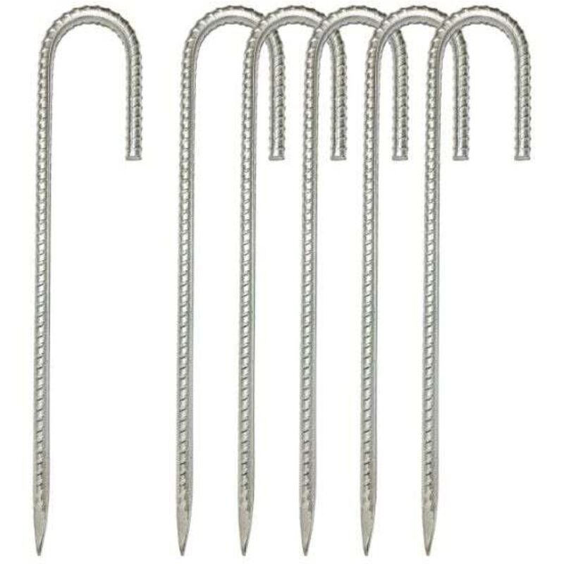 Set Mit 6 Verstärkten Stahlheringen Mit 30 Cm J-haken Für Trampolin-vordächer - Kzq