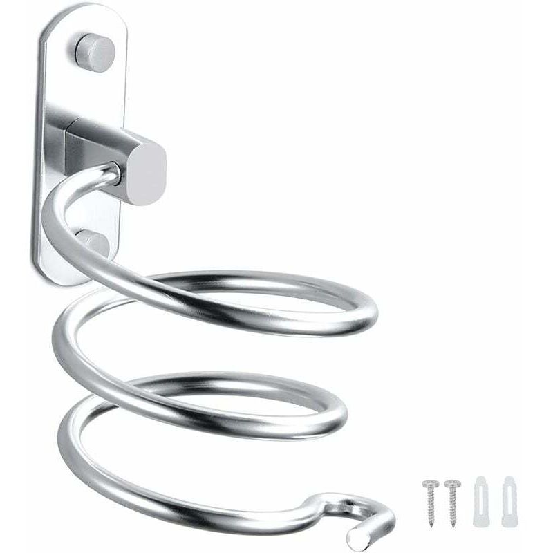 Wandhalterung Aus Aluminium Für Haartrockner Mit Kabelhalter, Küchen- Und Badezimmerzubehör, Silber - Kzq