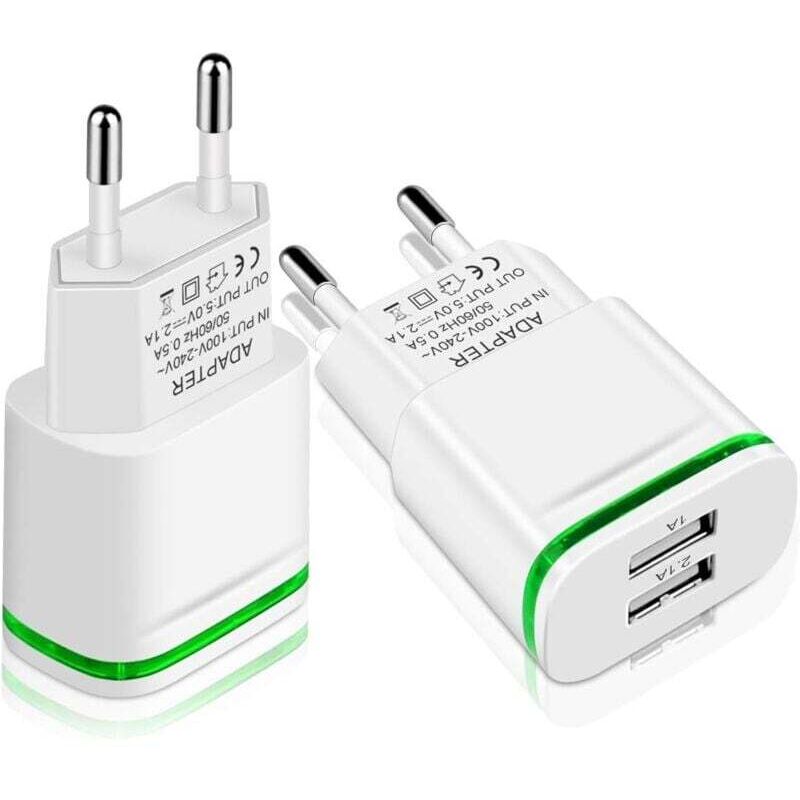 2-port 2,1a 5v Universal-usb-wandladegerät Für Smartphones Und Tablets – Kompatibel Mit Iphone, Samsung, Xiaomi – Led-netzteil – 2er-pack – Kzq