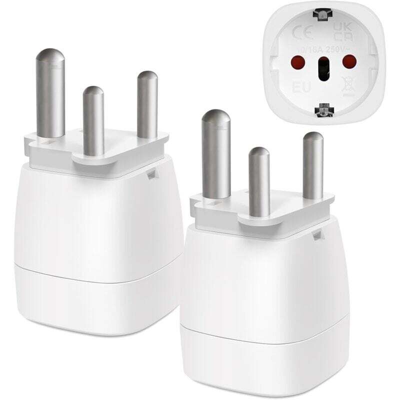 2-teiliger Reiseadapter Für Europa Und Südafrika, 2-poliger Stecker Auf 3-poligen Typ-m-stecker Für Mosambik, Bhutan, Namibia Und Botswana – Kzq