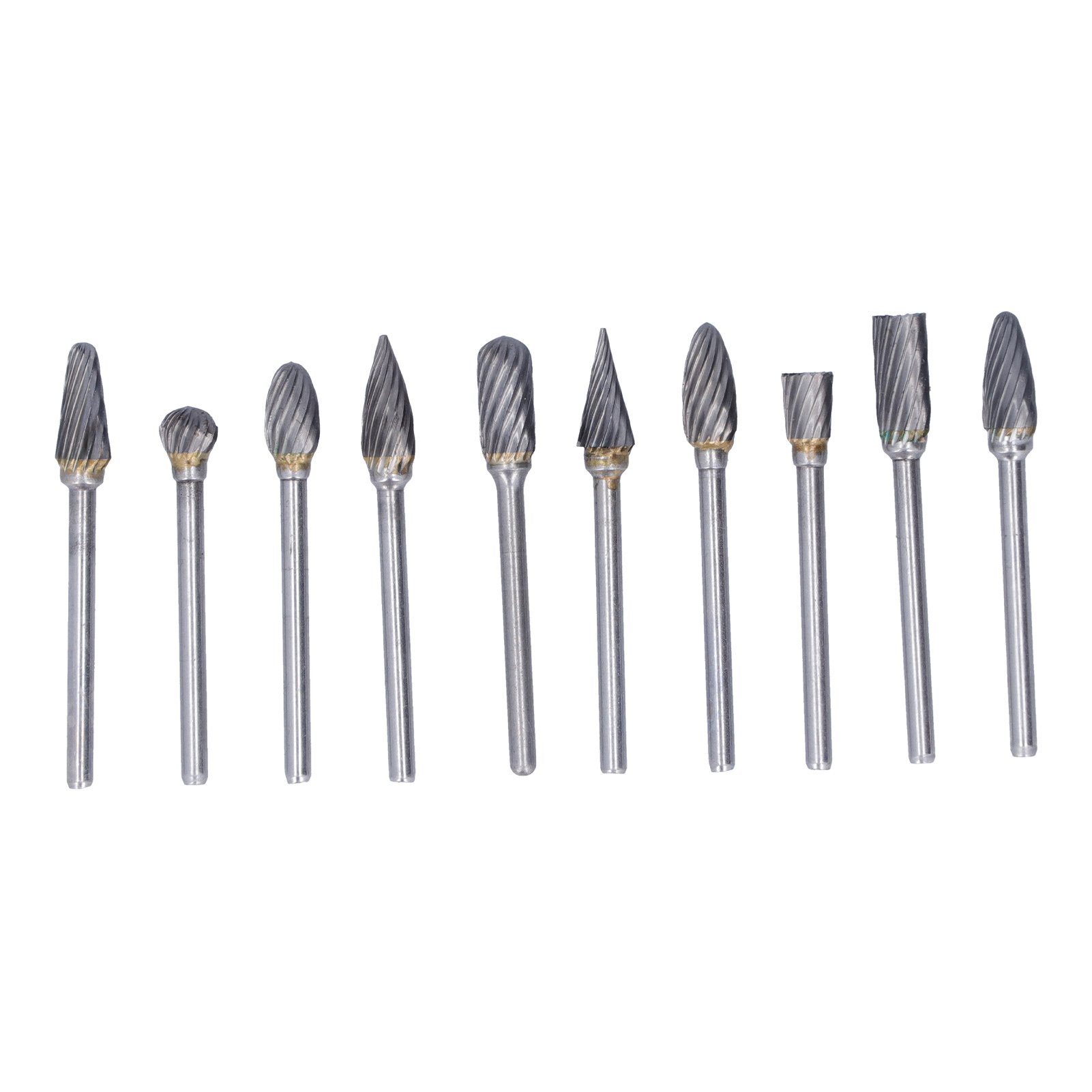 Set Mit 10 Wolframkarbid-rotationsschleifscheiben Für Die Holzbearbeitung, Einseitig Geschnitten, Silber (transparente Box)