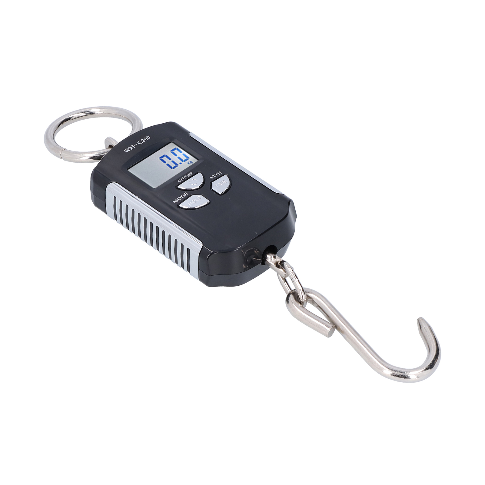 200 Kg Kranwaage, Hochbelastbarer Hängeballasthaken, Steelyard, Tragbar, Elektronisch, Hd-hintergrundbeleuchtung (silber Und Schwarz)