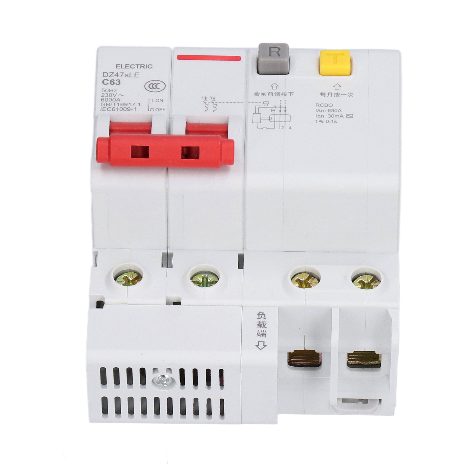 Leitungsschutzschalter C63, 2-polig, Din-schienenmontage, Niederspannung, 63 A, 230 V Ac