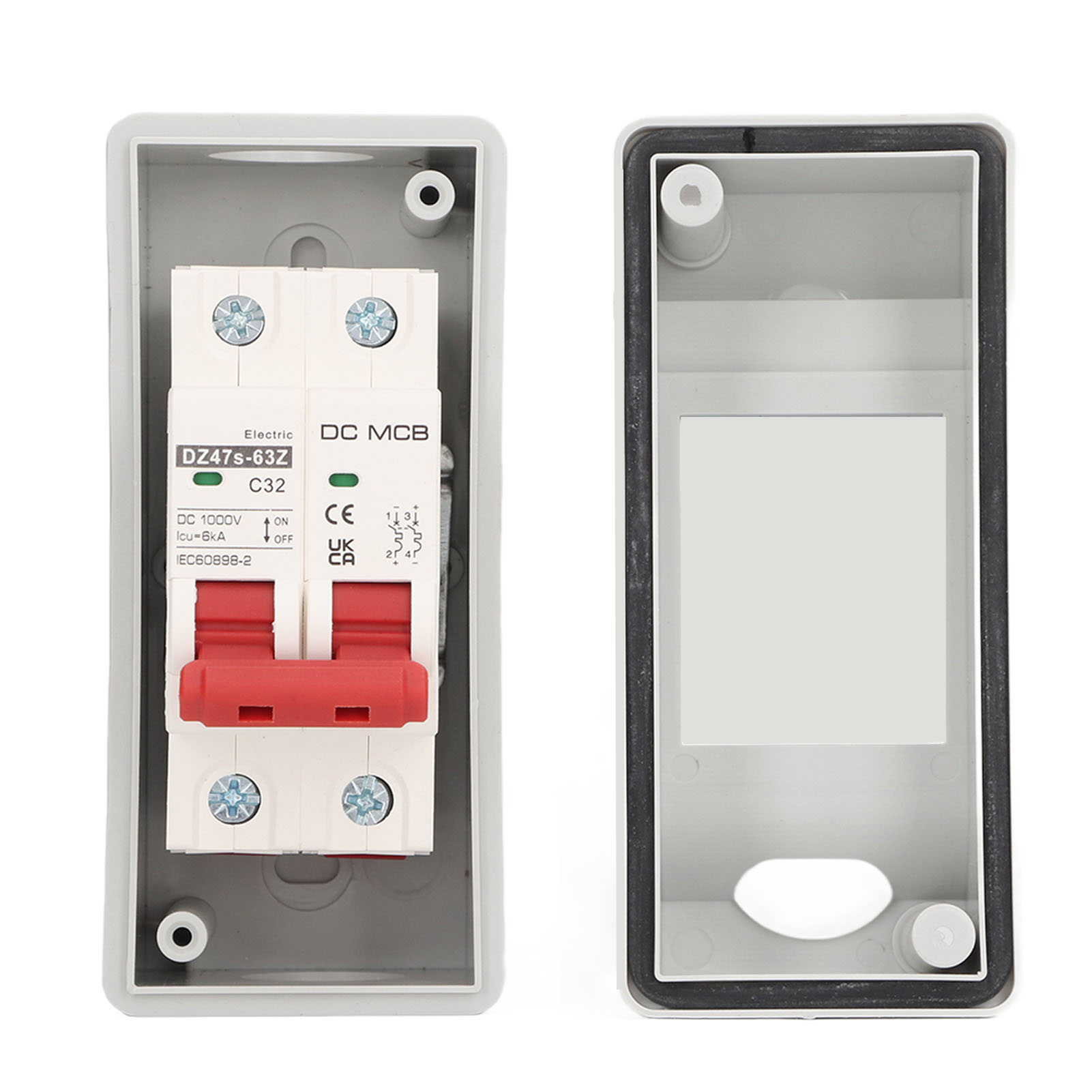 Miniatur-gleichstrom-leistungsschalter, 2-polig, Schutzart Ip65, Wasserdicht, Transparente Abdeckung, 32 A, Für Freizeitfahrzeuge, 1000 V