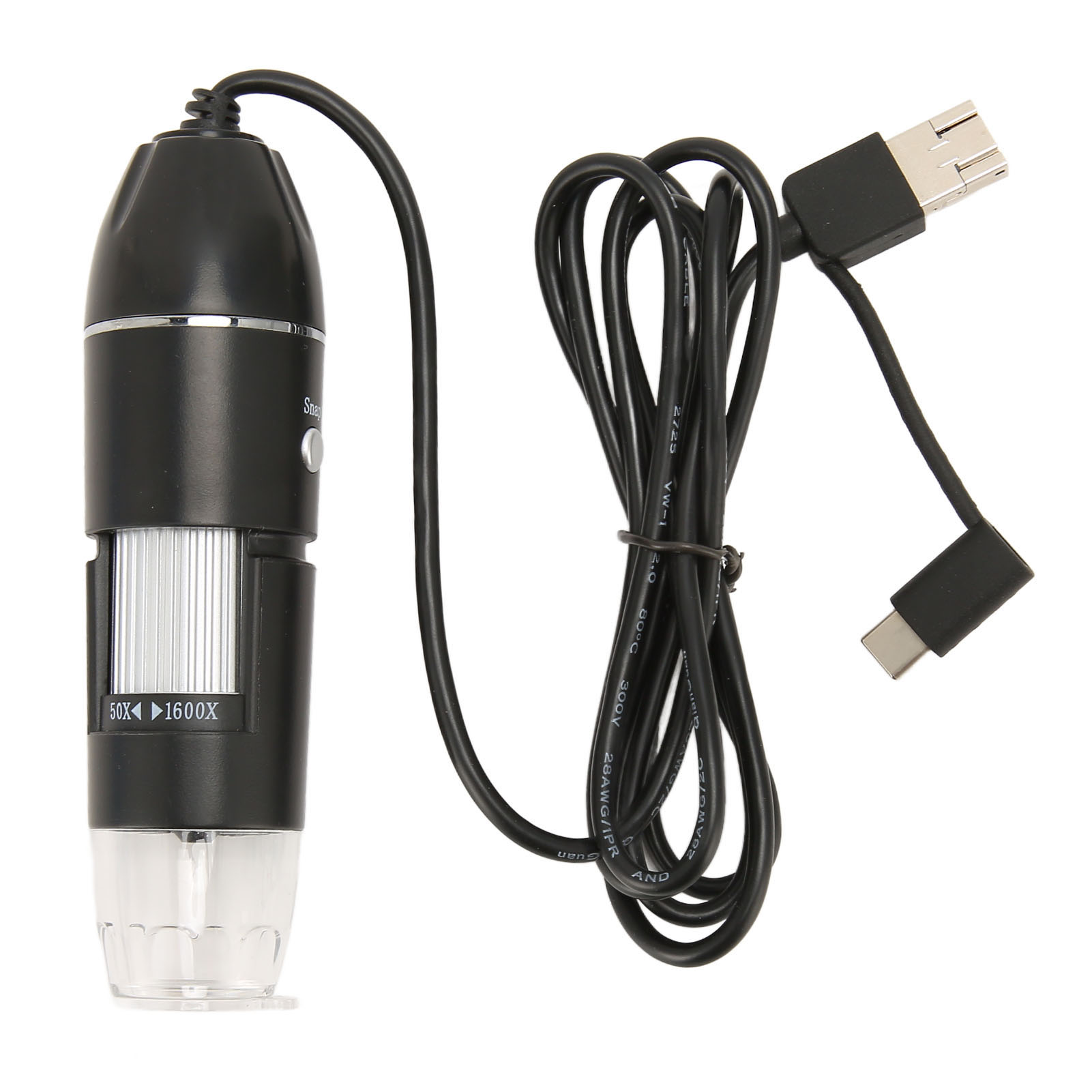 3-in-1 Usb Typ-c Micro Usb Digitalmikroskop, 50- Bis 1600-fache Vergrößerung, 8-led-lupe Mit Kamera Für Mobiltelefone, Pcs Und Laptops