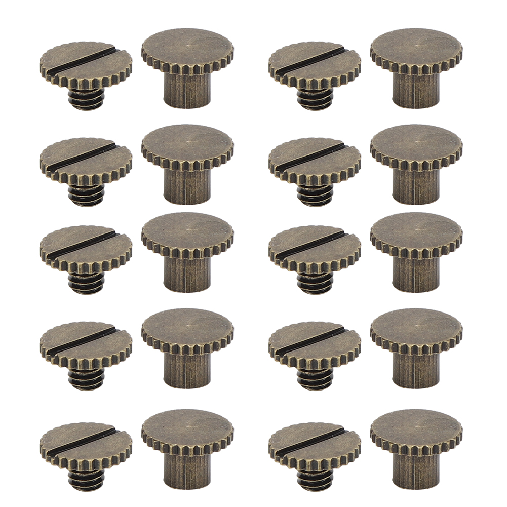 Set Mit 10 Gerändelten Flachkopfnieten Aus Bronzemessing Für Gürtel, Rucksäcke Und Möbel