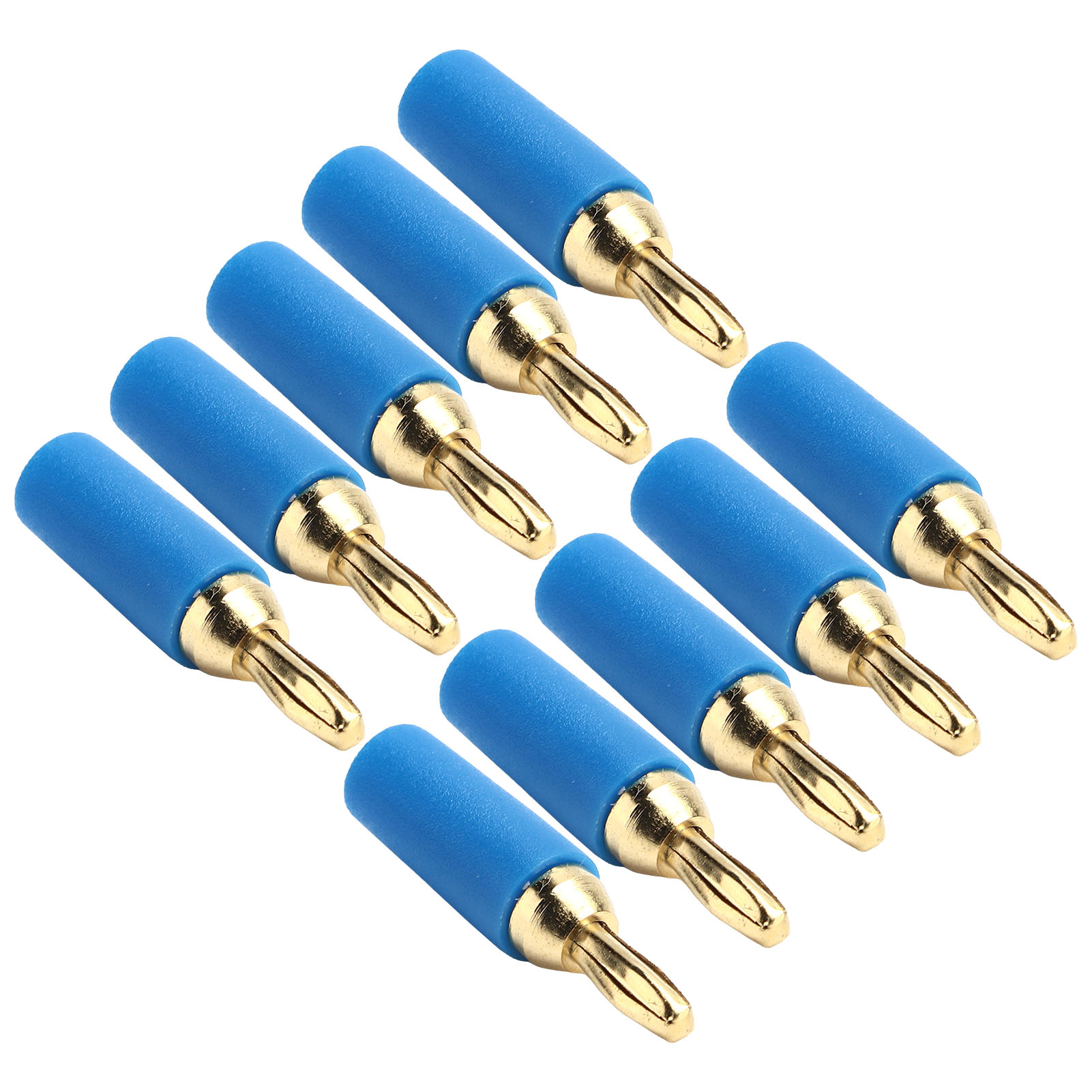Set Mit 10 Männlichen Lötverbindern, 2,5 Mm Bananenstecker, Aus Vergoldetem Messing (blau)
