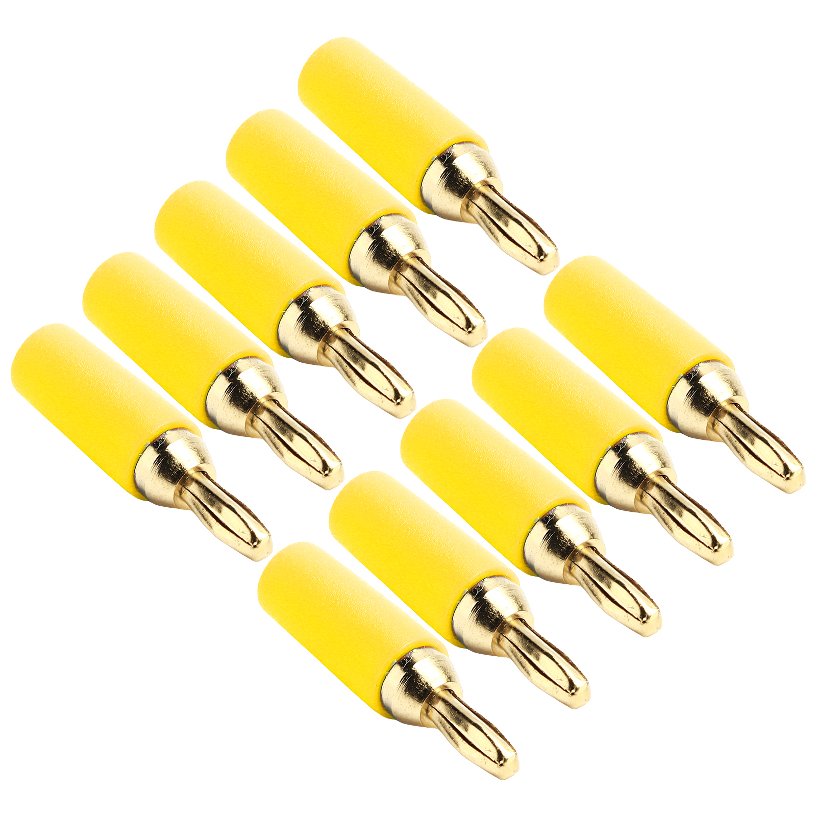 Set Mit 10 Männlichen Lötverbindern, 2,5-mm-bananenstecker, Vergoldetes Messing, Gelbe Farbe