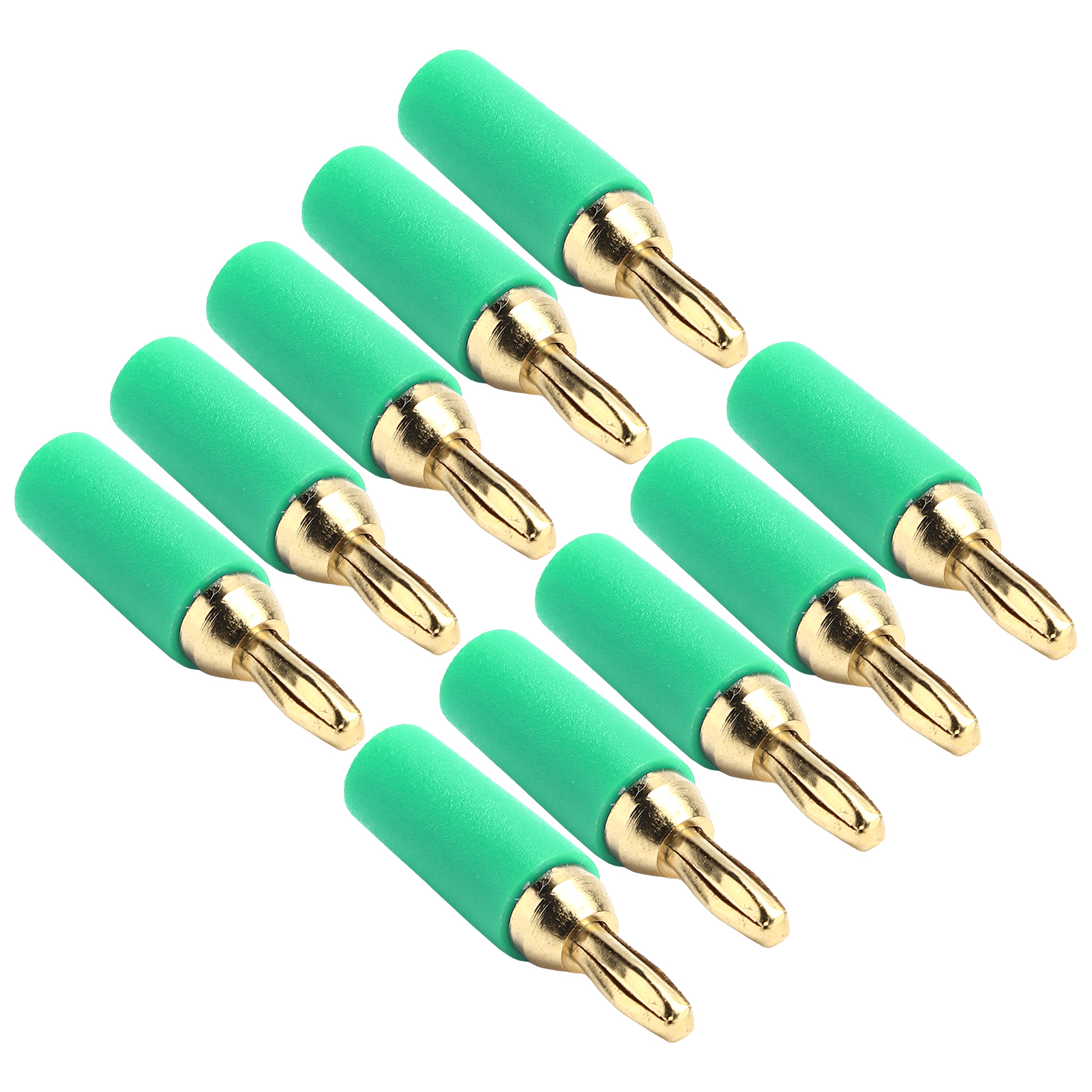 Set Mit 10 Männlichen Lötverbindern, 2,5 Mm Bananenstecker Aus Vergoldetem Messing (grün)
