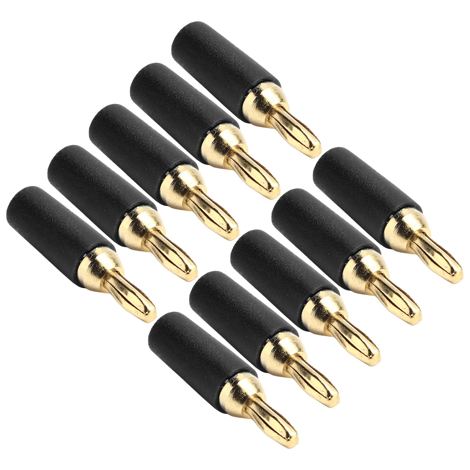 Set Mit 10 Männlichen Lötverbindern, 2,5-mm-bananenstecker, Vergoldetes Messing, Schwarz
