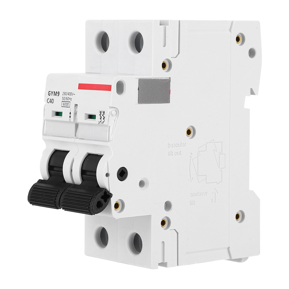 Gym9-c65 2p 230/400 V 50/60 Hz Ip20 Leitungsschutzschalter, Fehlerstromschutz, 40 A Stromstärke