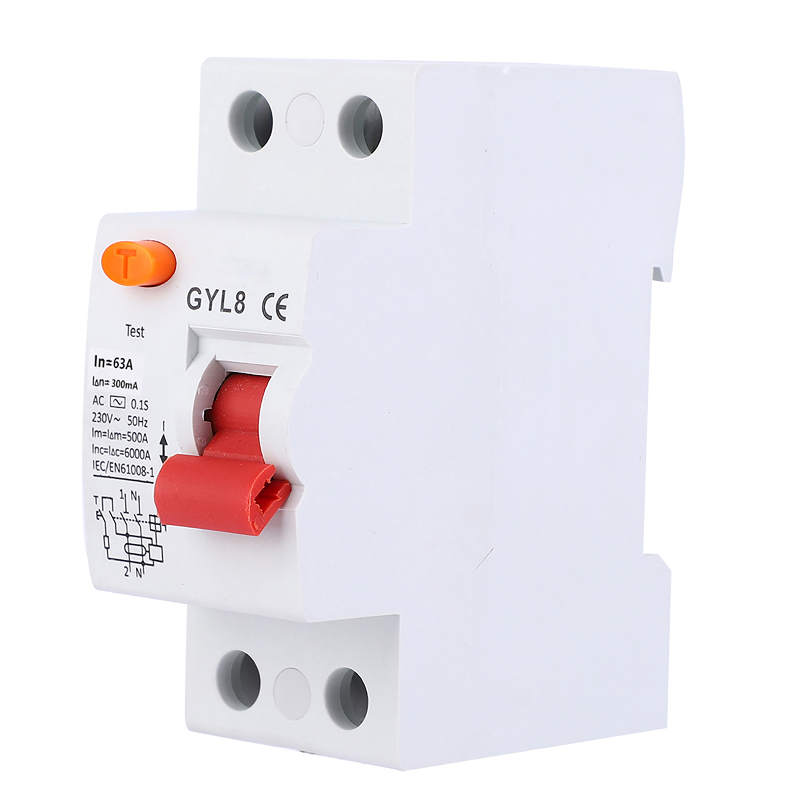 Gyl8 2p 230v Ac 50/60hz Ip20 Leitungsschutzschalter, Ableitstromschutz, 2p-63a-300ma